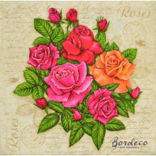 Serwetka do decoupage seria DAISY bukiet róż 33x33cm